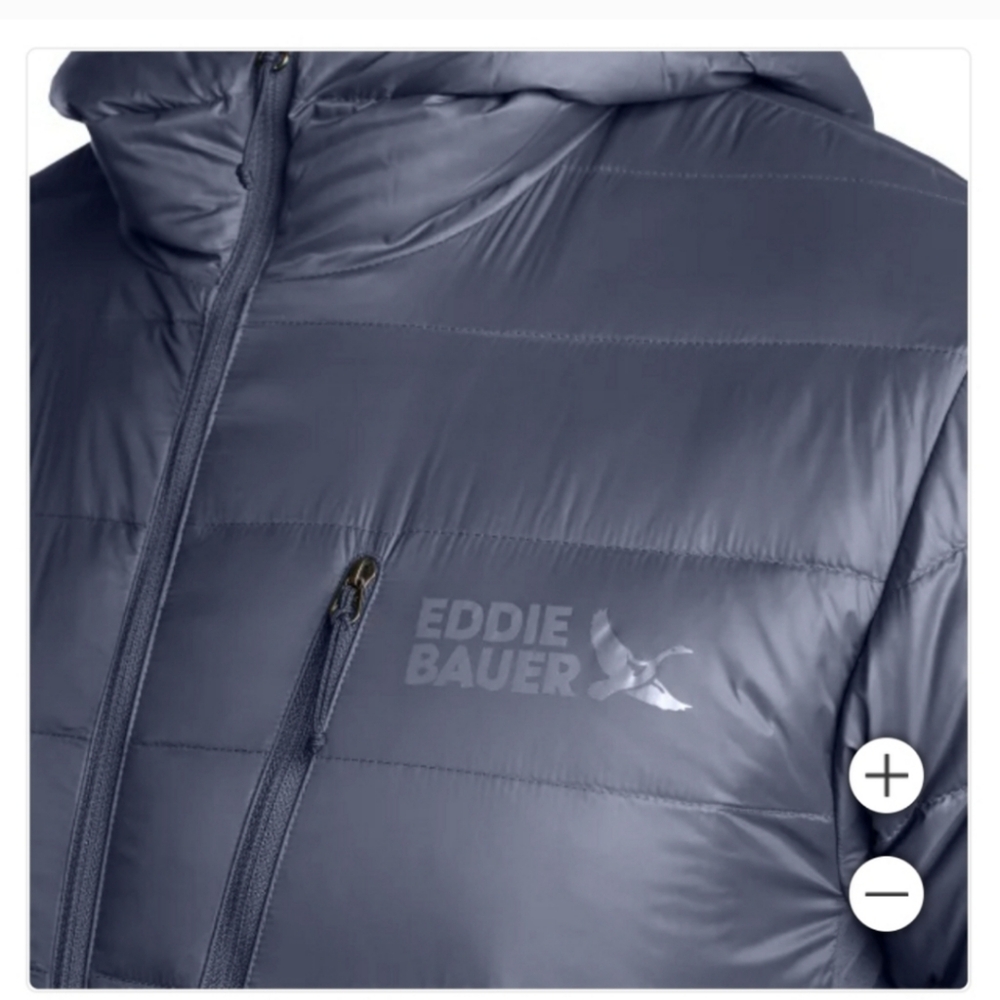 Eddie Bauer Men's Black Down Puffer Jacket with Hood Winter Warm nwt - Picture 5 of 6